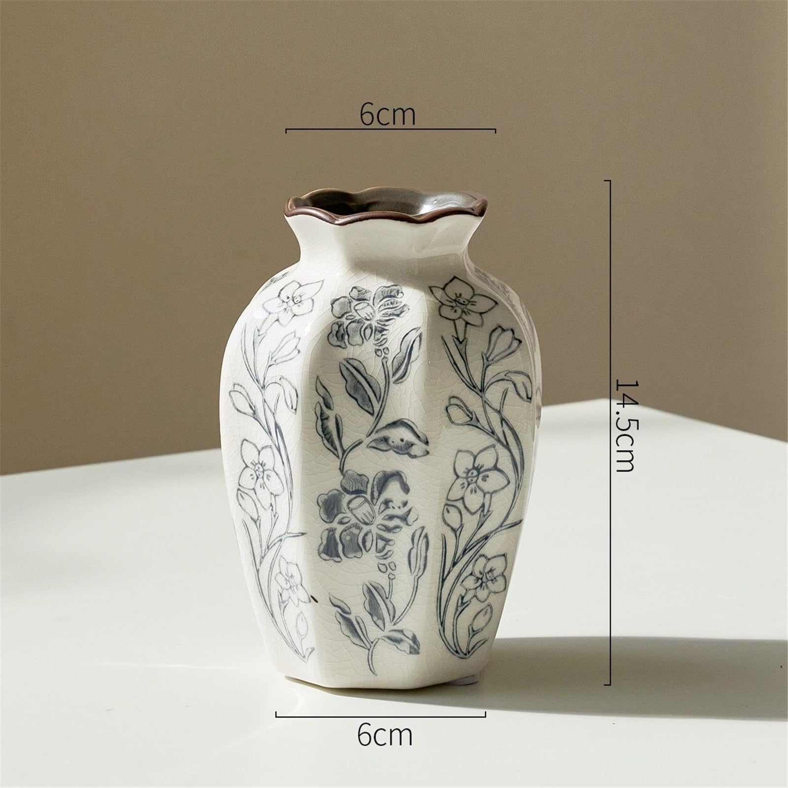 Wazon na kwiaty Vintage Ink niebiesko-biała dekoracja wazonów porcelanowych na stół do jadalni w salonie(Mały)