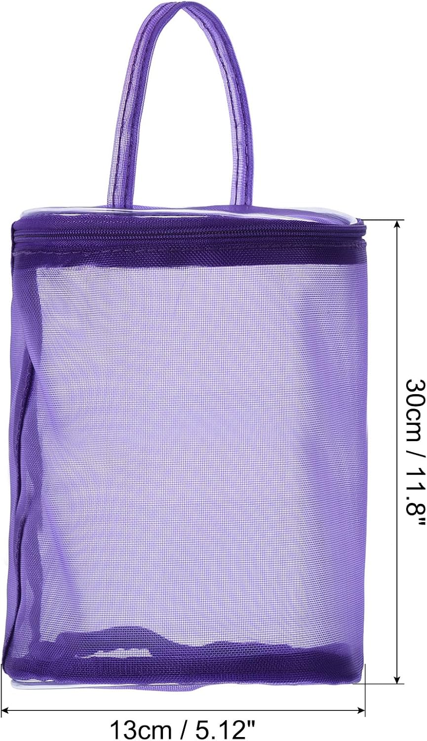 PATIKIL Yarn Storage Bag, 2 Pack Portable Crochet Knitting Bag Case Skein Ball Holder Mesh Basket Organizer Tote for Sewing Craft Projects, Purple