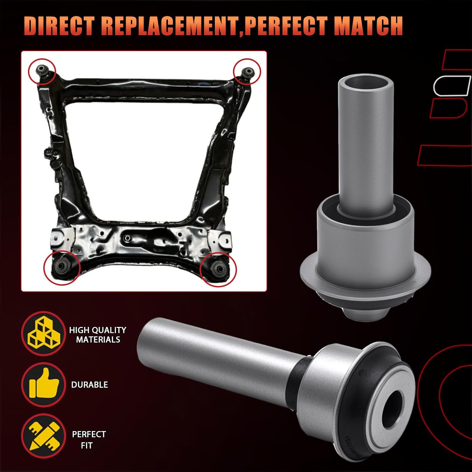 Engine Cradle Subframe Bushing Set Compatible with Nissan Vehicle Sentra 2007 2008 2009 2010 2011 2012 Replace# 523-227, 523-228, 544009AA0A, 54400ET000 (4PCS)