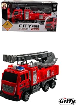 Giffy/Oyuncak Uzaktan Kumandalı İtfaiye Şarjlı Işıklı Full Fonksiyon Merdivenli Su Hortumlu Vinçli Model (KIRMIZI MERDİVENLİ)