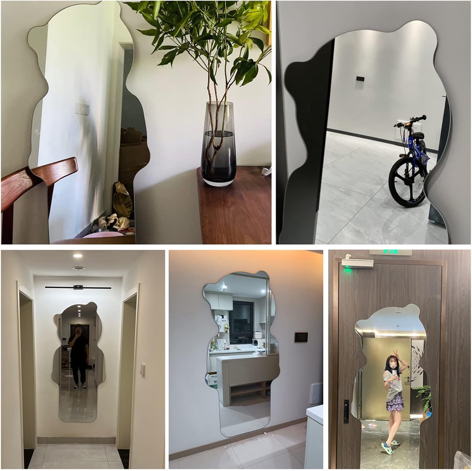 Bear Creative Full-Length Mirror,Frameless Wall-Mounted Dressing Mirror,HD Explosion-Proof Decorative Mirror,Bedroom Living Room Bathroom Mirror (40 * 70cm)