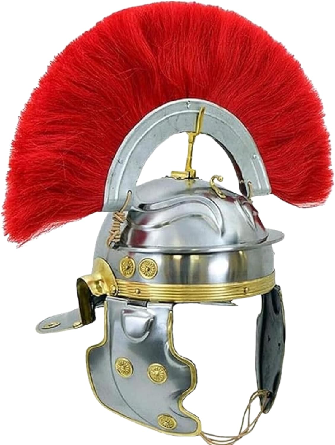 AnNafi® New Roman Imperial Gallic Centurion Helmet Armor Red Crest Plume Armor | Medieval Metal Mild Steel Helm Armour | Soldier Costume for Men