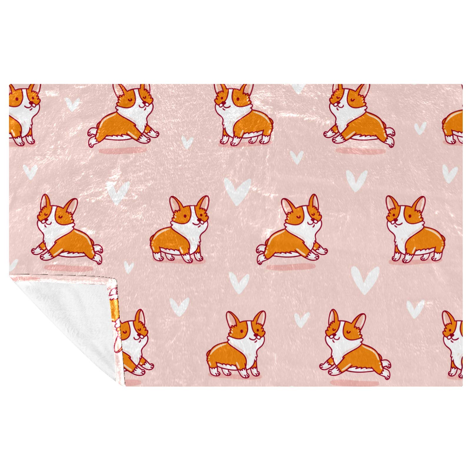 Couverture chaude Corgi Doga 150x100 cm le cadeau idéal avec son motif cœur original