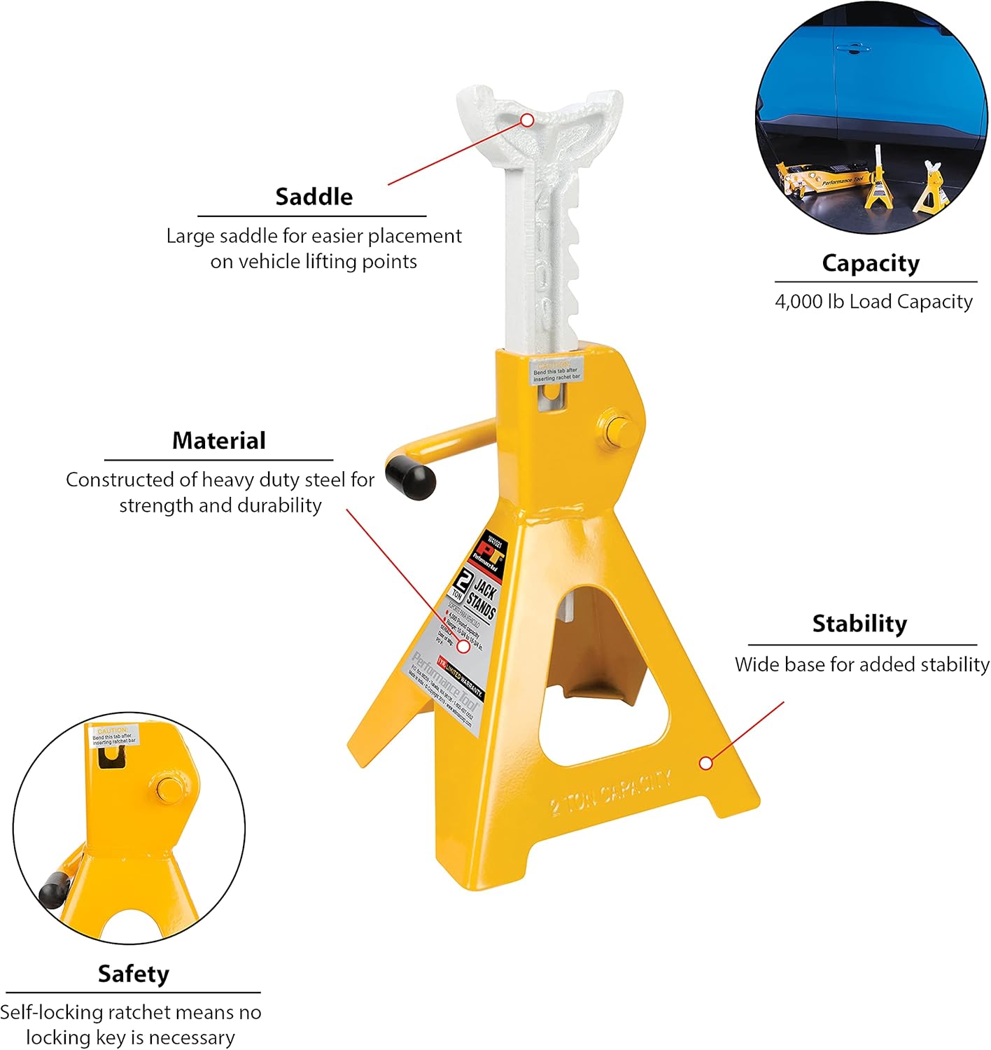 Performance Tool W1605 2-Ton Trolley Jack and Stand