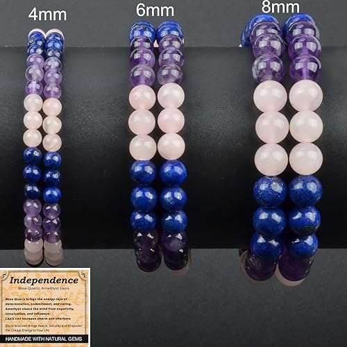 Vista 65 de MASSIVE BEADS Pulsera elástica de yoga hecha a mano con piedra natural, cristal curativo, energía, regalos para adultos unisex de 0.157 in, 0.236