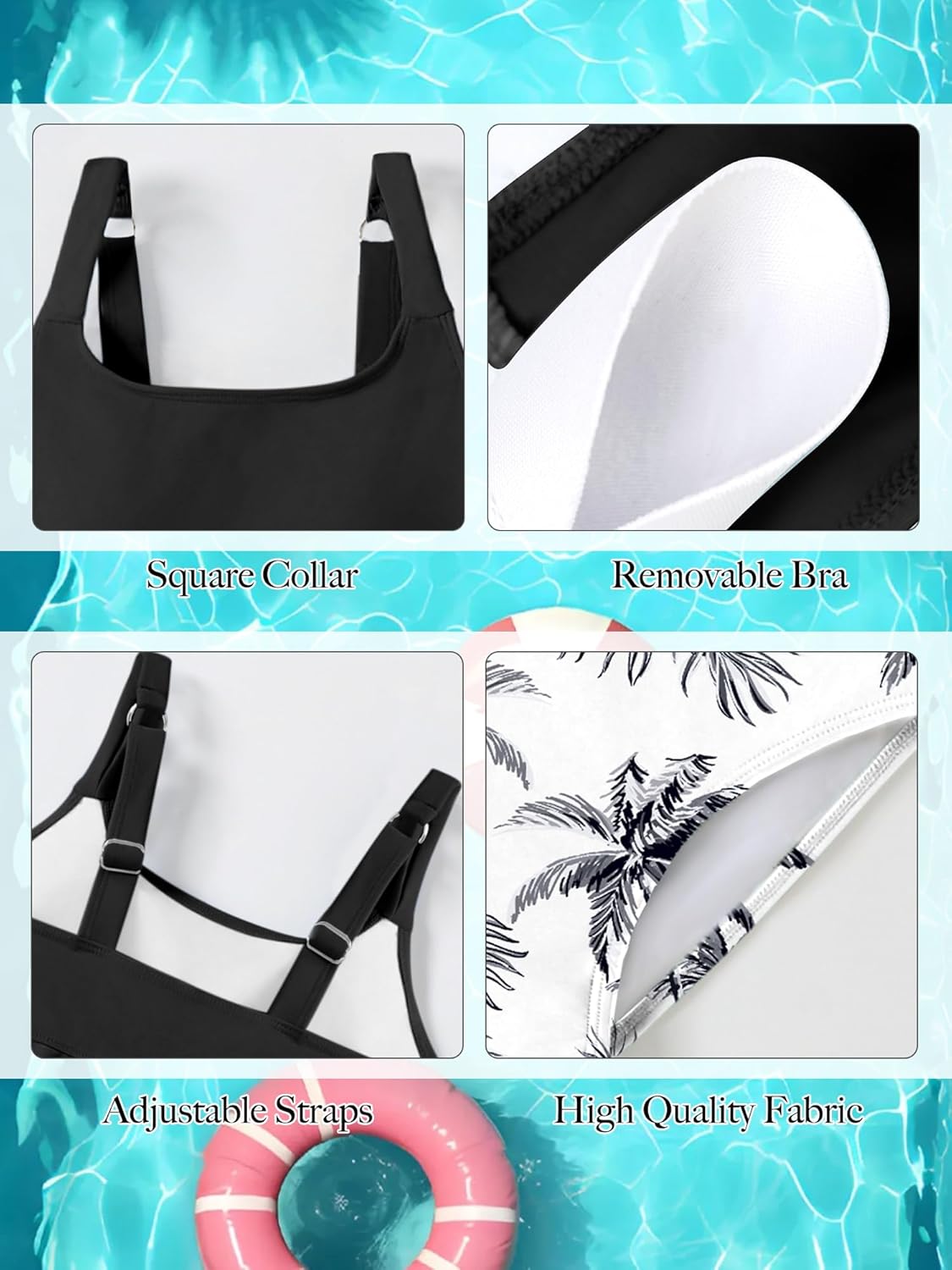 Girls Swimsuit Ruffled Padded Adjustable Strap Tankini High Waisted Swimwear Set Teens Girl 2Pcs Beach Bathing Suit - Image 6