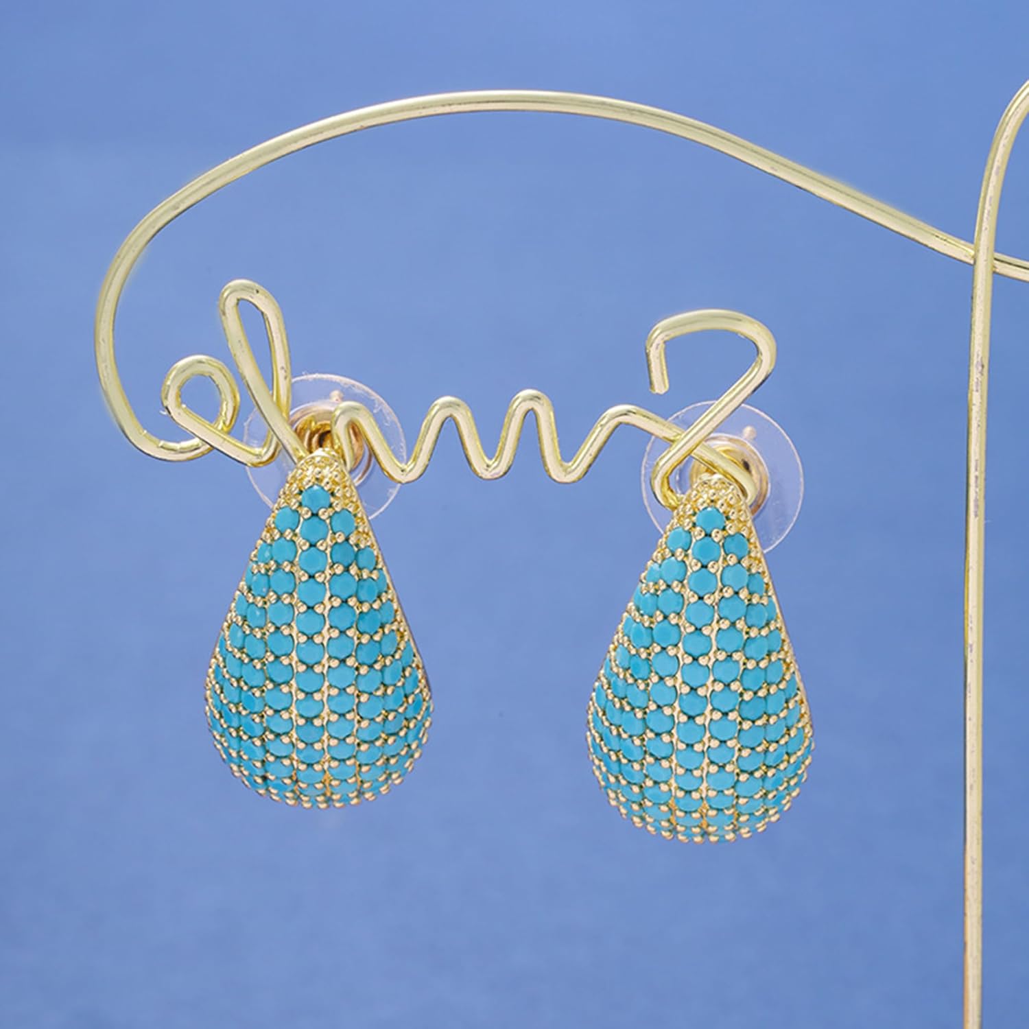 Chunky Gold Hoop Earrings for Women, Rhinestone Teardrop Earrings Dupes Lightweight Water Drop Earrings for Women Trendy Tear Drop Dangle Earrings Hypoallergenic Jewelry for Women - Image 4