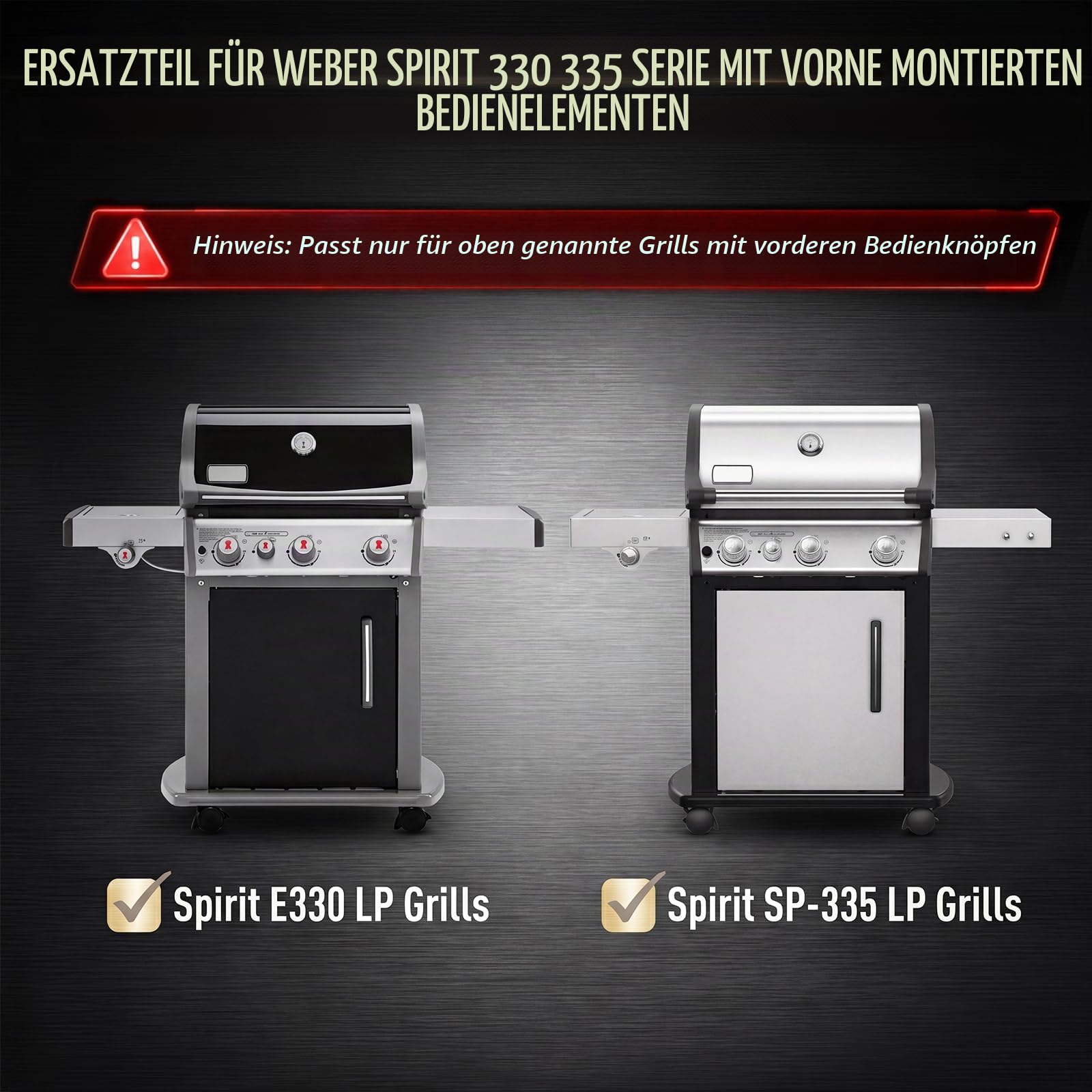 QuliMetal Brennerrohr für Weber Spirit 300, GS4 Grill-Ersatzteil für Spirit 3-Brenner Grills, passend für Spirit E/S-310 E/S-330 (ab 2013), 45,7 cm SUS304 Brenner für Weber Spirit II E-310