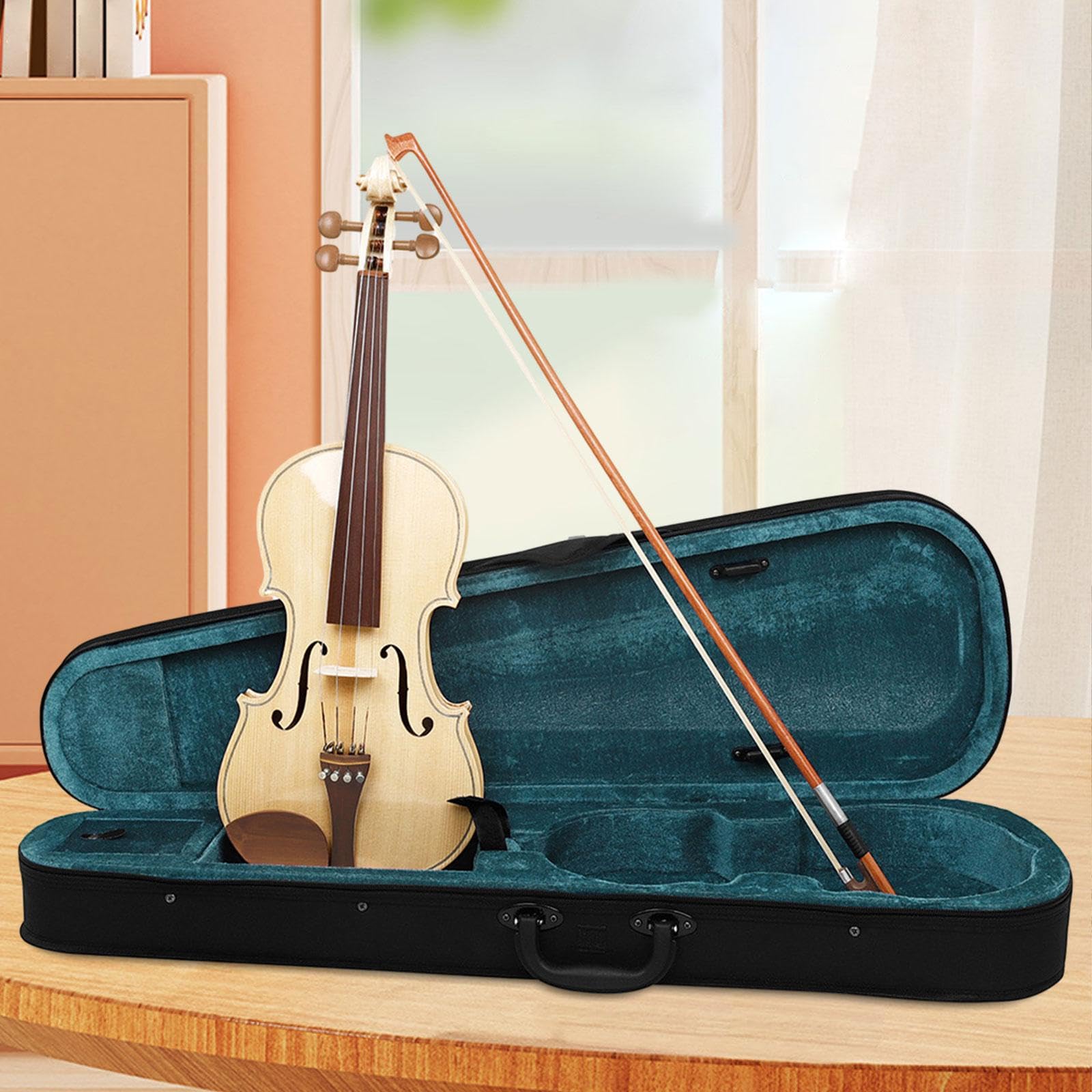 Handgeschnitztes 4/4 Violinenset mit Zubehör, anfängerfreundliches Streichinstrumenten Geschenk für Schüler und Kinder, Violine in voller Größe für professionelle