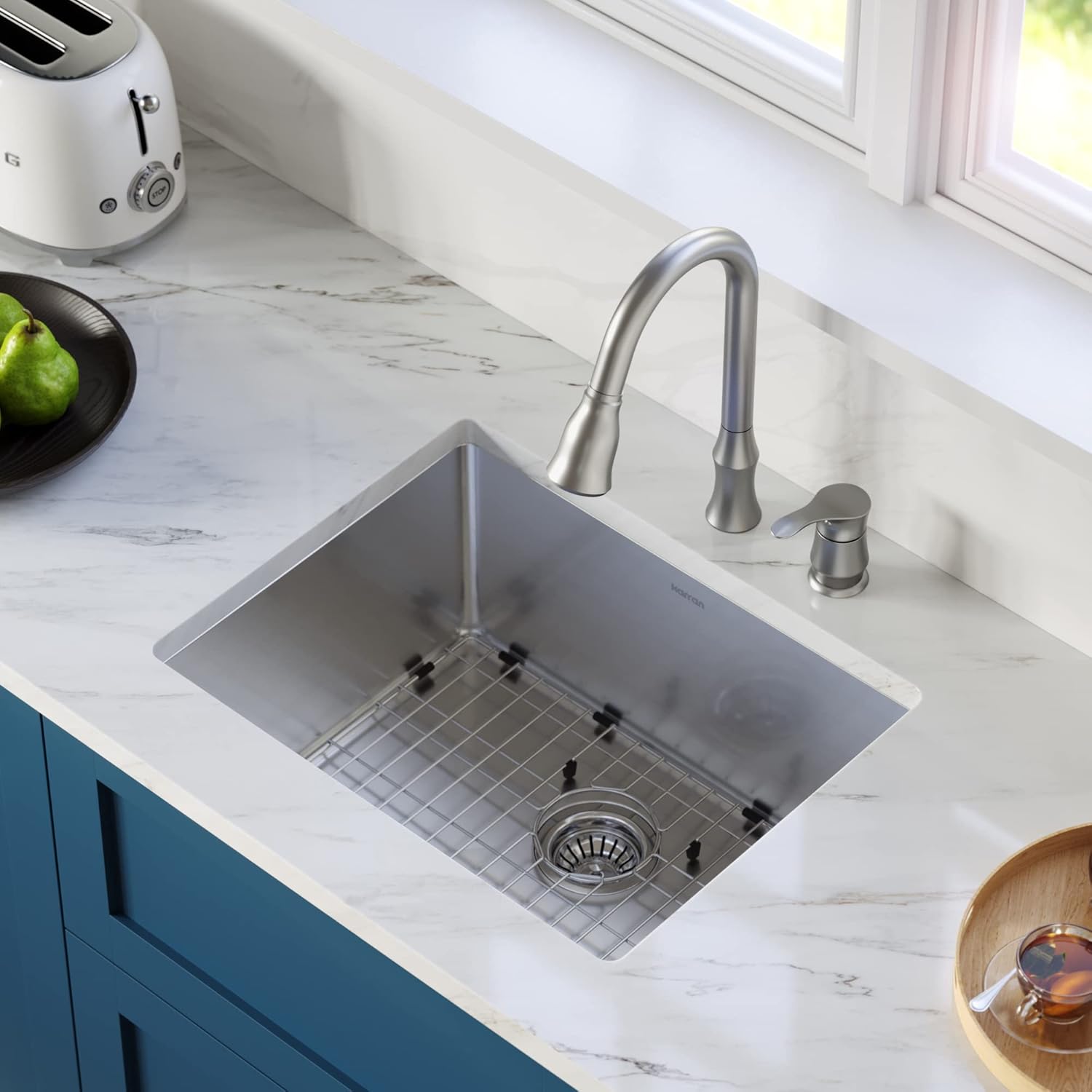 Karran 21" Undermount 16-Gauge Stainless Steel Single Bowl Kitchen Sink Kit