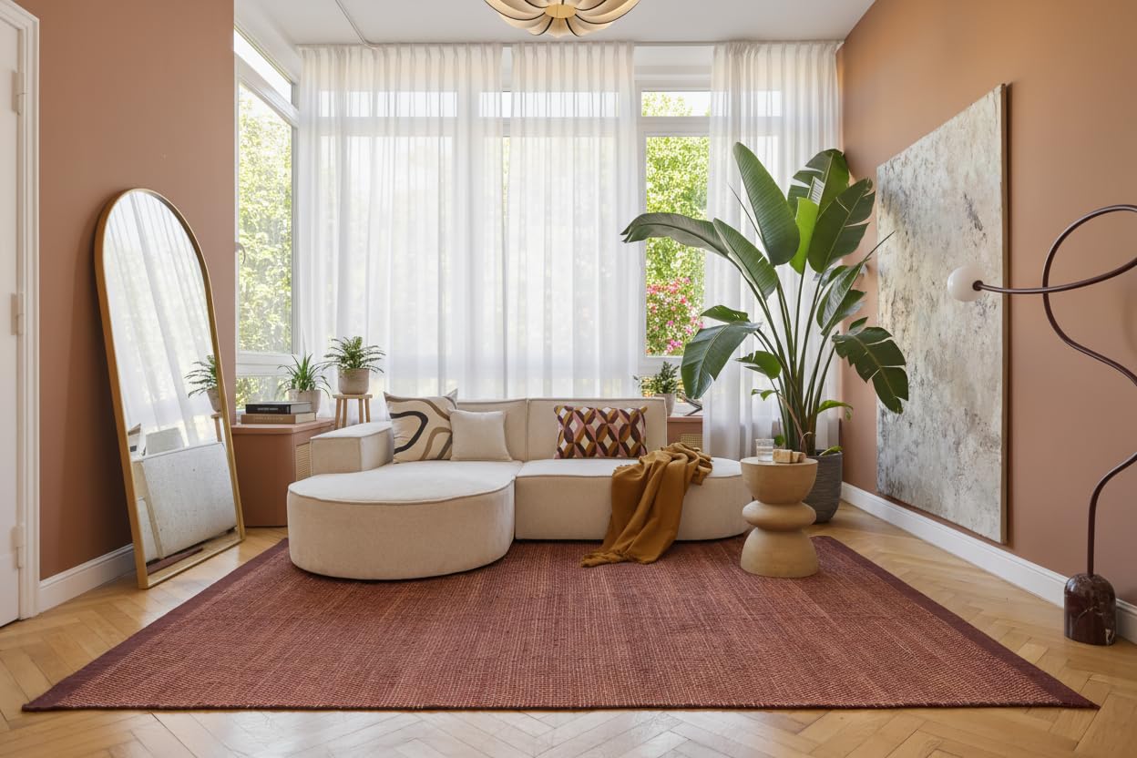 TAPISO Loni Wollteppich Beige handgewebt, Teppich Wohnzimmer Wolle, Wollwebteppich, Hand Made, pflegeleicht, für Kinderzimmer Schlafzimmer Esszimmer, Natur, Braun 200 x 300 cm