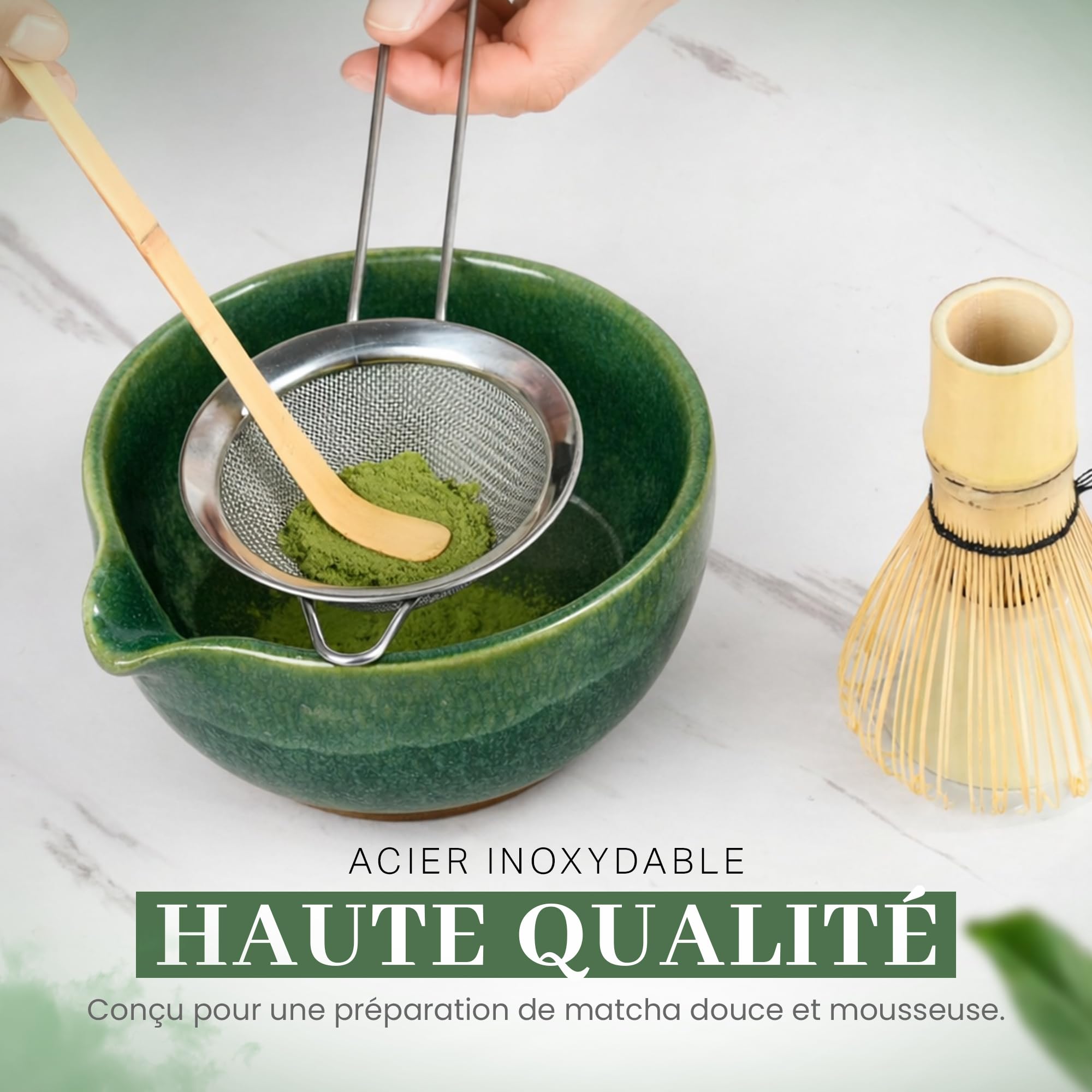 Kit Matcha Cérémonie 10 Pièces avec Sac de Transport – Set Matcha Complet avec Fouet Matcha Bambou, Verre Matcha et Accessoires – Kit Traditionnel pour Préparer le Thé Matcha – Idée Cadeau