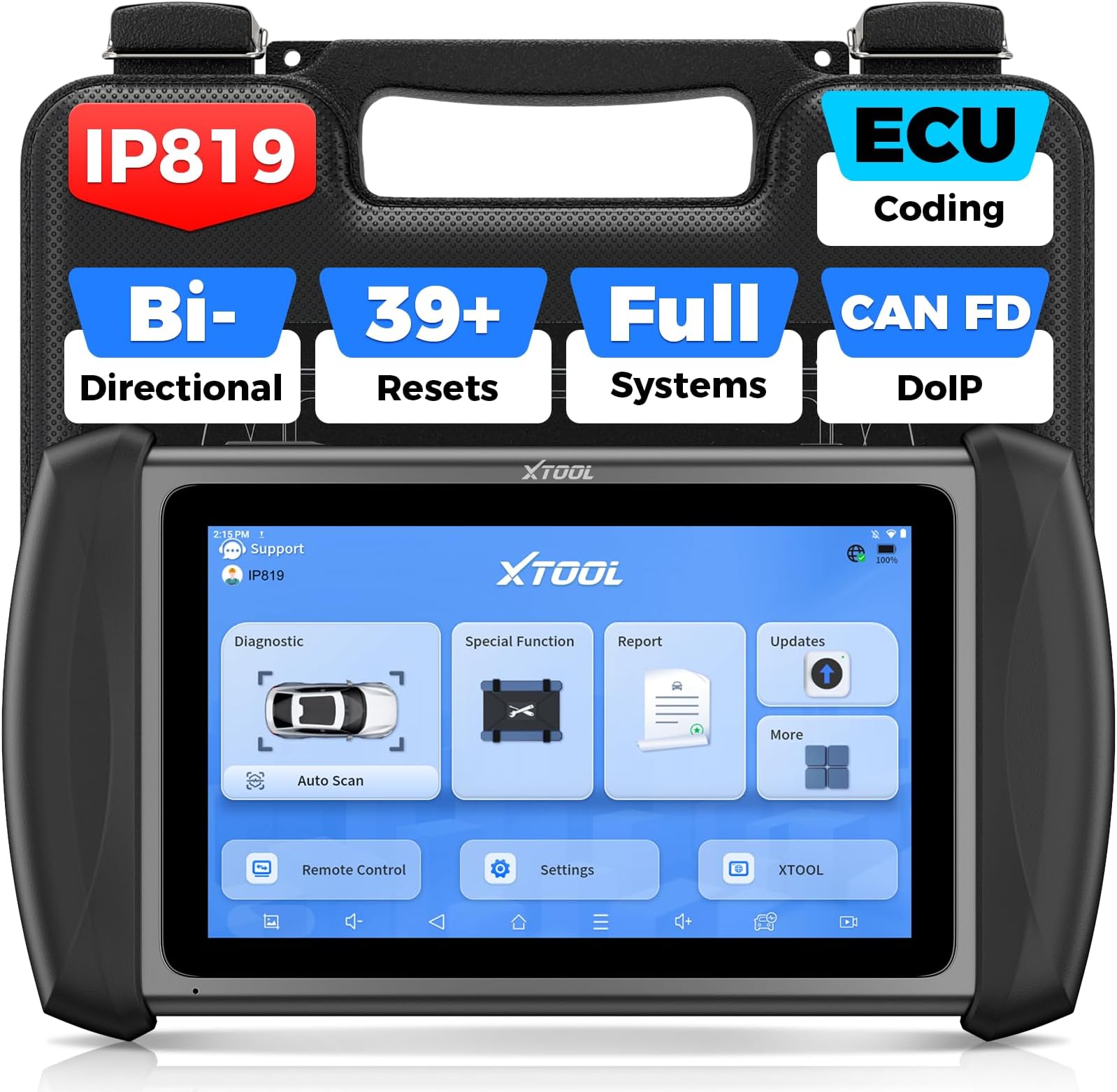 XTOOL IP819 V2.0 Bidirectional Scan Tool, AI Assisted Car Scanner Diagnostic Tool with 39+ Resets, Full System, FCA, CAN FD/DOIP, EPB/ABS/Throttle/Crank Sensor Relearn, 3-Year Free Updates