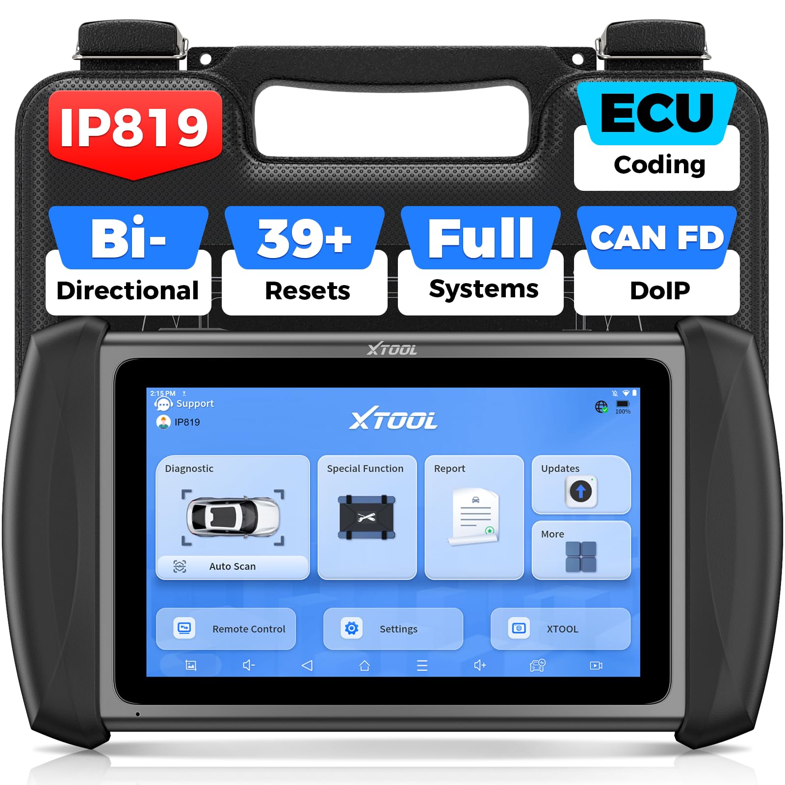 XTOOL IP819 V2.0 Bidirectional Scan Tool, 2025 Upgraded of D7 OBD2 Diagnostic Scanner with Active Test, PMI Function, 39+ Resets, ECU Coding, FCA AutoAuth, All Systems Scanner for Cars, 3-Year Update