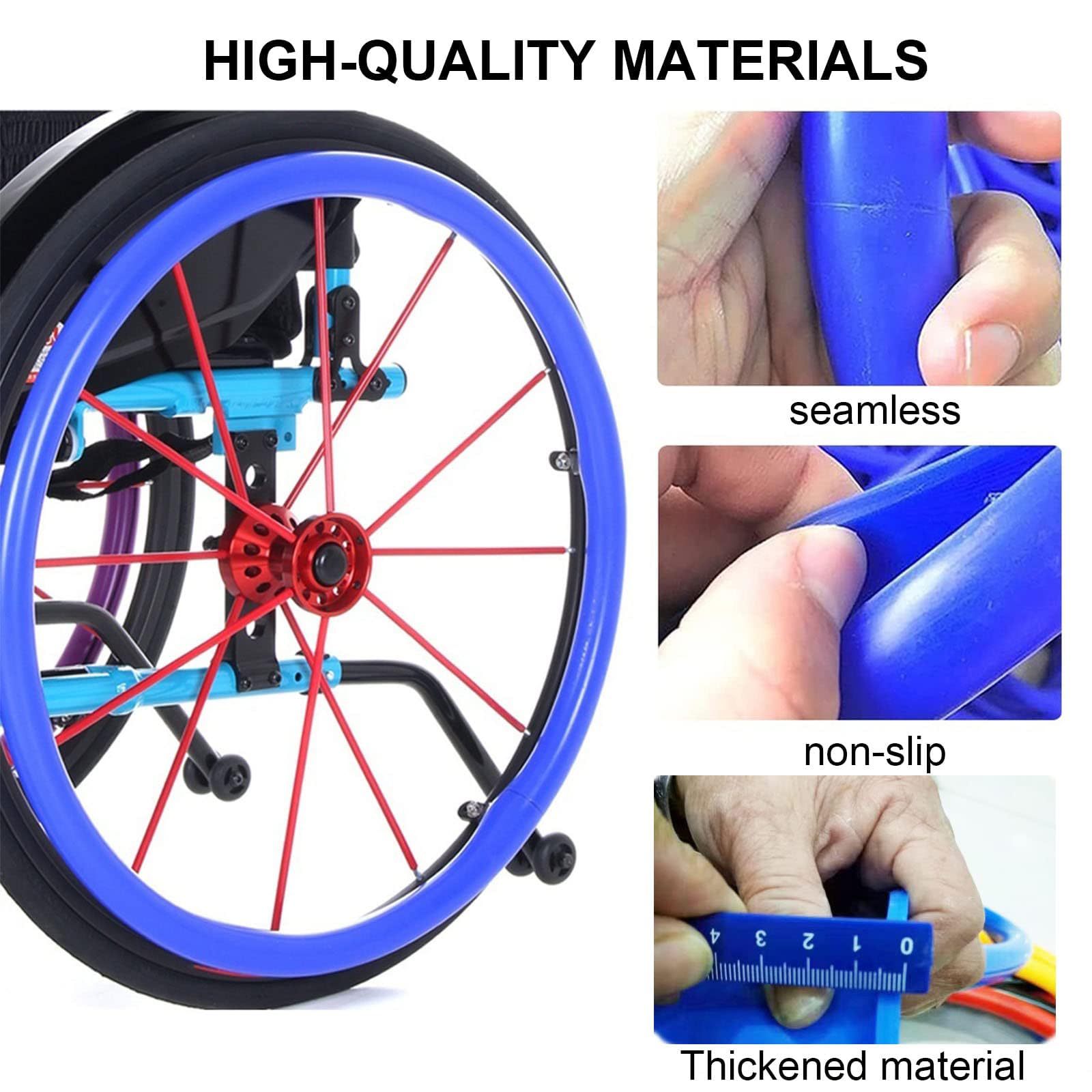 Funda para silla de ruedas deportivas, antideslizante, resistente al desgaste, accesorios de agarre de rueda trasera