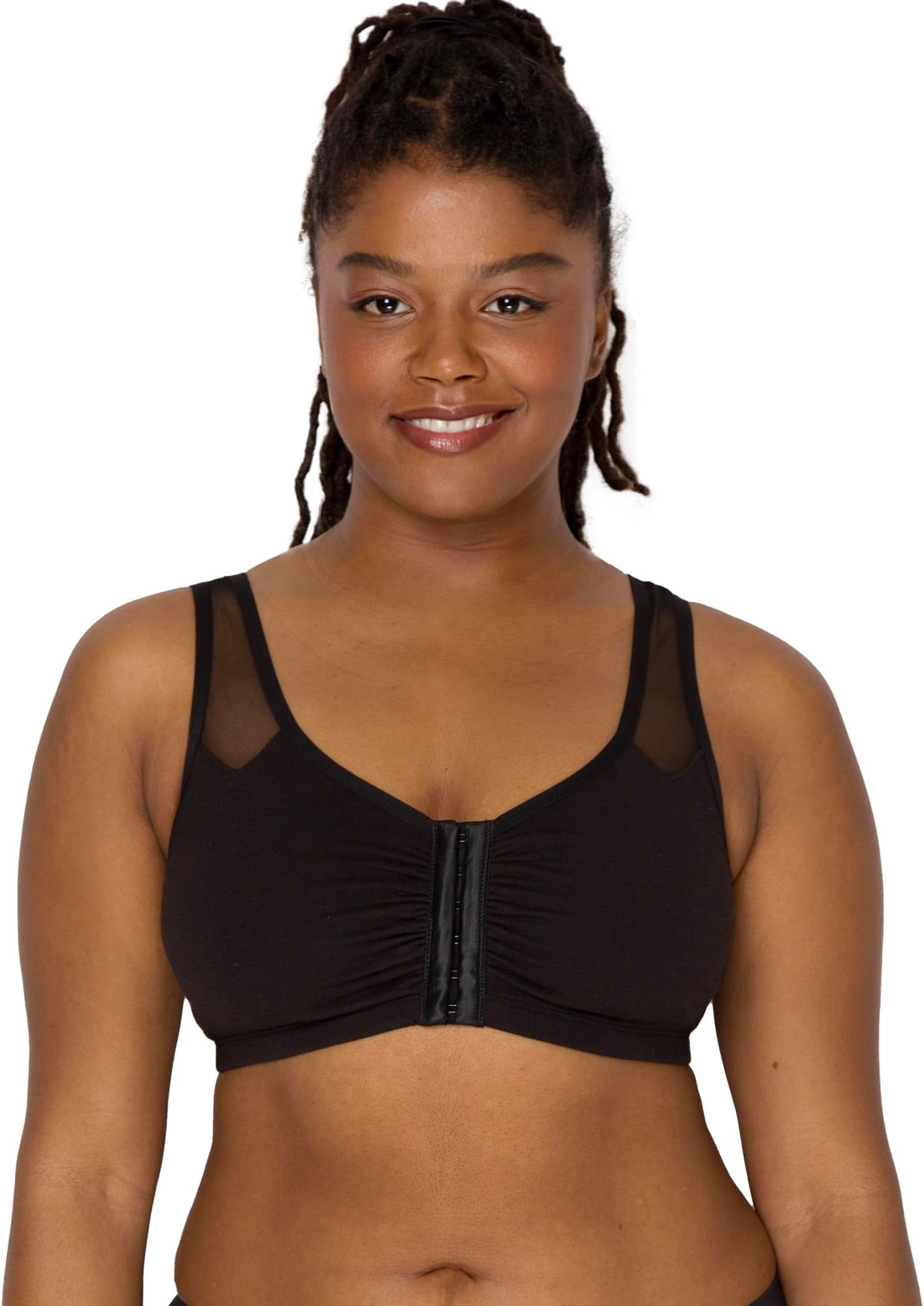 Women's Comfort Front Close Sport Bra with Mesh Straps Sports Bra (Pack of 2)