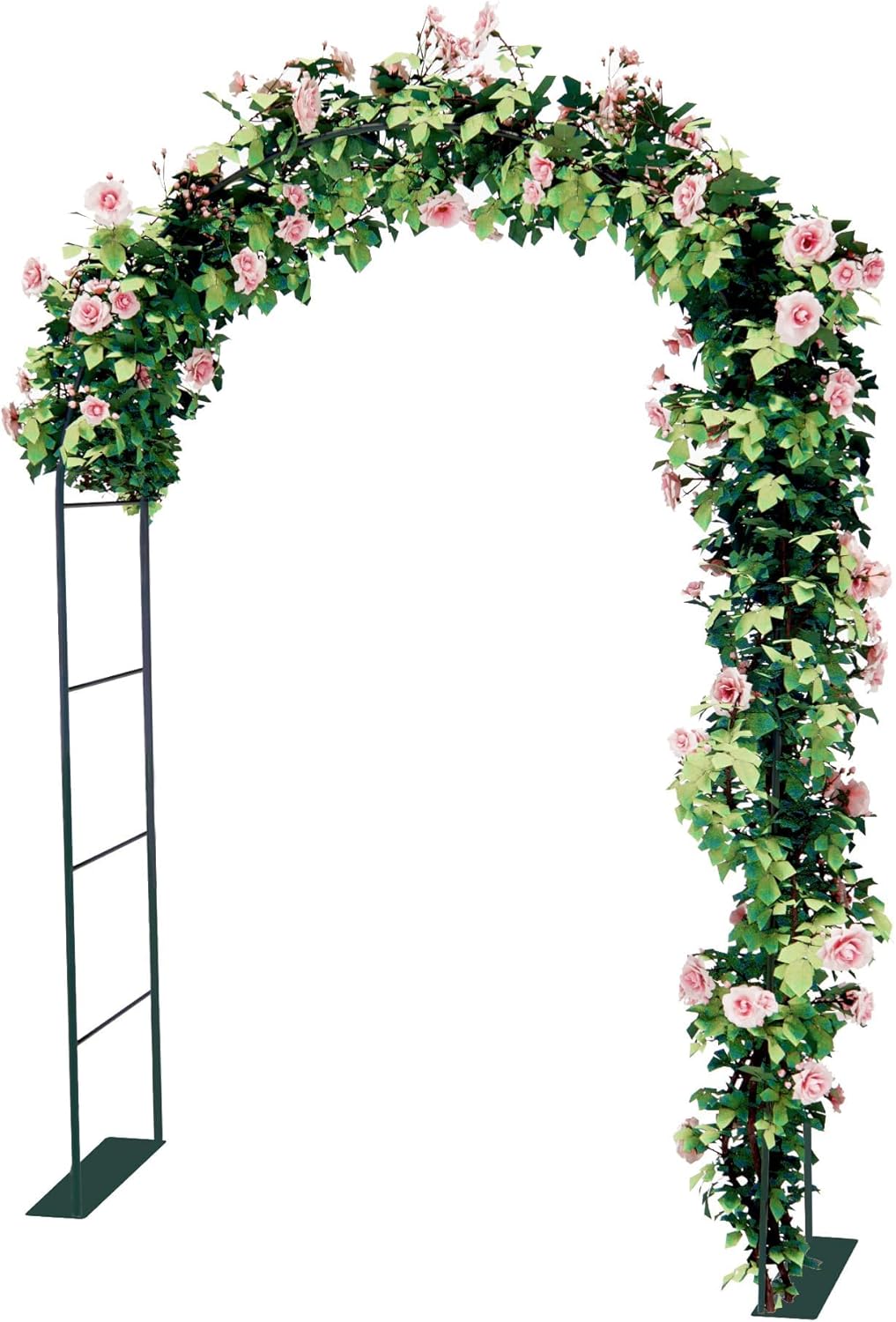 Thickened Metal Garden Arch with Detachable Base, 16mm Rust-Resistant Archway for Climbing Plants, Dual Size Convertible Arbor for Wedding & Party & Garden Decoration