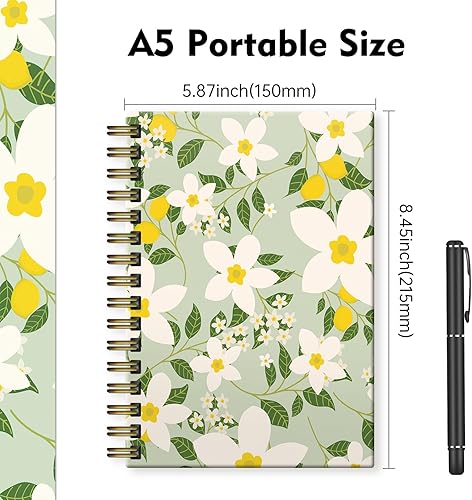 Miniatura 2 de Cuaderno con espiral, encuadernación fuerte de doble alambre con papel de primera calidad para niñas y mujeres, 60 hojas A5 con rayas