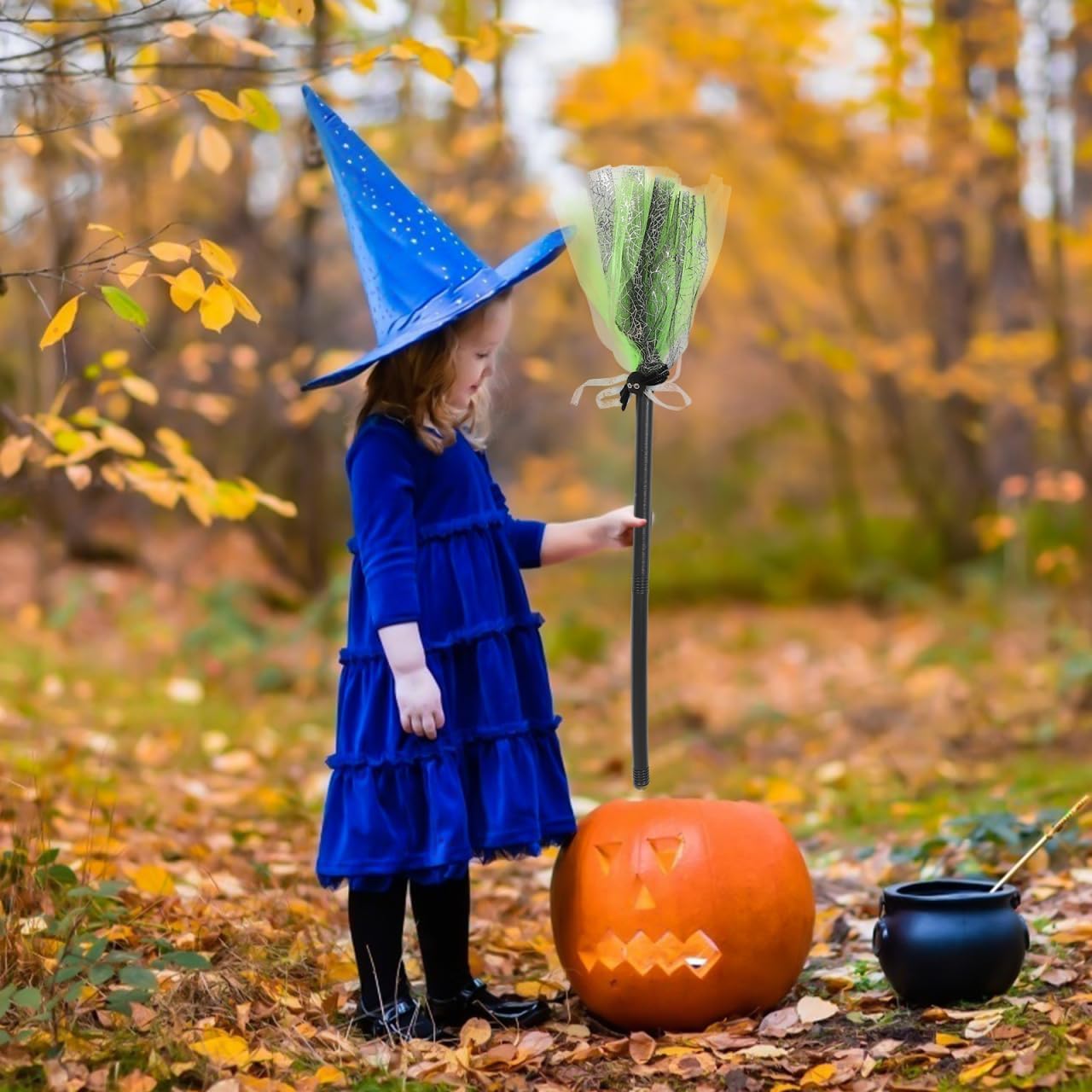 Abaodam Halloween Witch Broom Plastic Witch Broomstick Wizard Broom Cosplay image 5