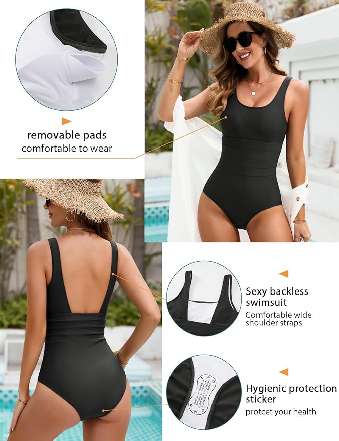 UMIPUBO Badpak voor dames, sexy, rugloos, badmode, eendelig badpak, buikweg, push-up, grote maat, badpak, zomer, strandkleding, Donkerblauw, S