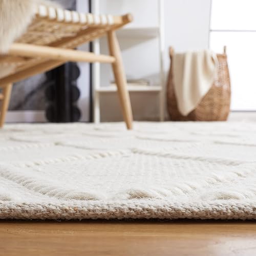 Miniatura 5 de SAFAVIEH Alfombra de área de 8 x 10 pies - Colección Natura - Grande - Marfil, lana hecha a mano, diseño rústico marroquí bohemio, ideal para sala