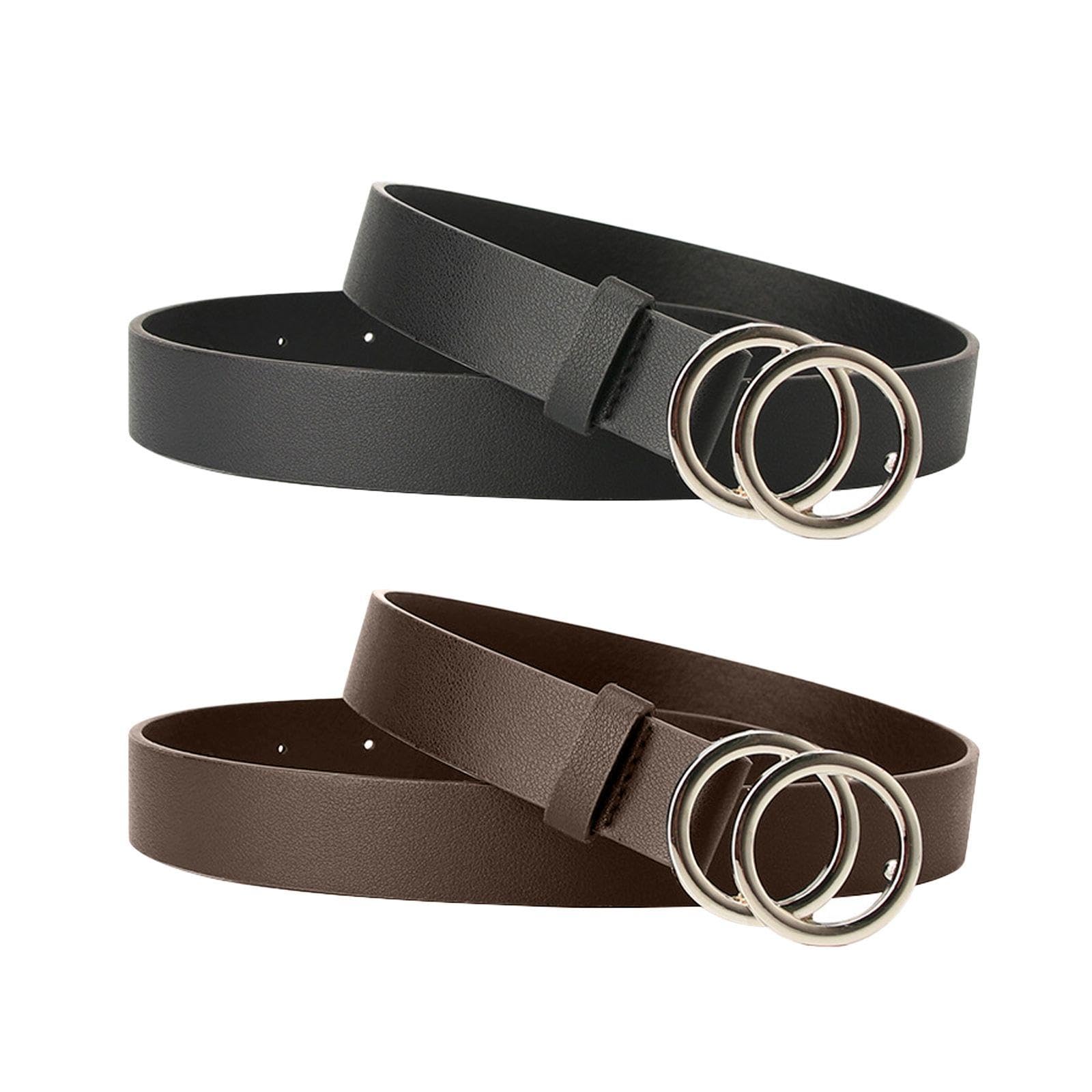 2 Pieces Women'S Belt, Pu Leather Belt, Fashionable And Simple Accessories, Pants Accessories, Clothing Accessories (Black, Brown).