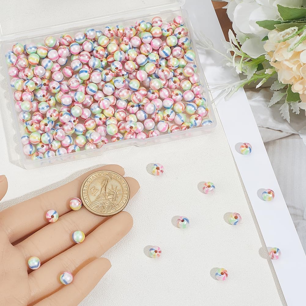 1 Box 300PCS Polymer Clay Round Beads with Hole Handmade Rainbow Pearlized Colorful Striped Pattern Candy Loose Spacer Bead Bulk for Jewelry Making Earrings Bracelet Adult DIY Craft Supply - Image 3