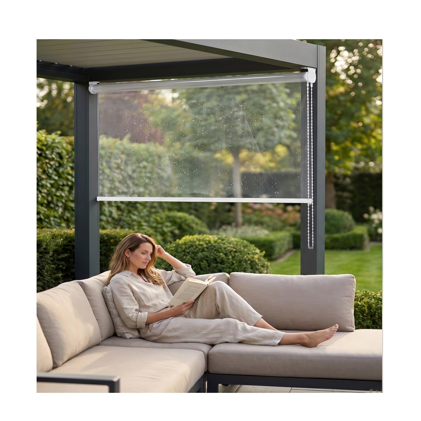 SHUDONGDEN Heavy Duty Clear PVC Roller Shades,Waterproof Partition Roller Curtain，Thermal Insulation Tear Resistant Roll Up Blinds for Porch Gazebo(W100*H220cm/W39.37*H86.61in)