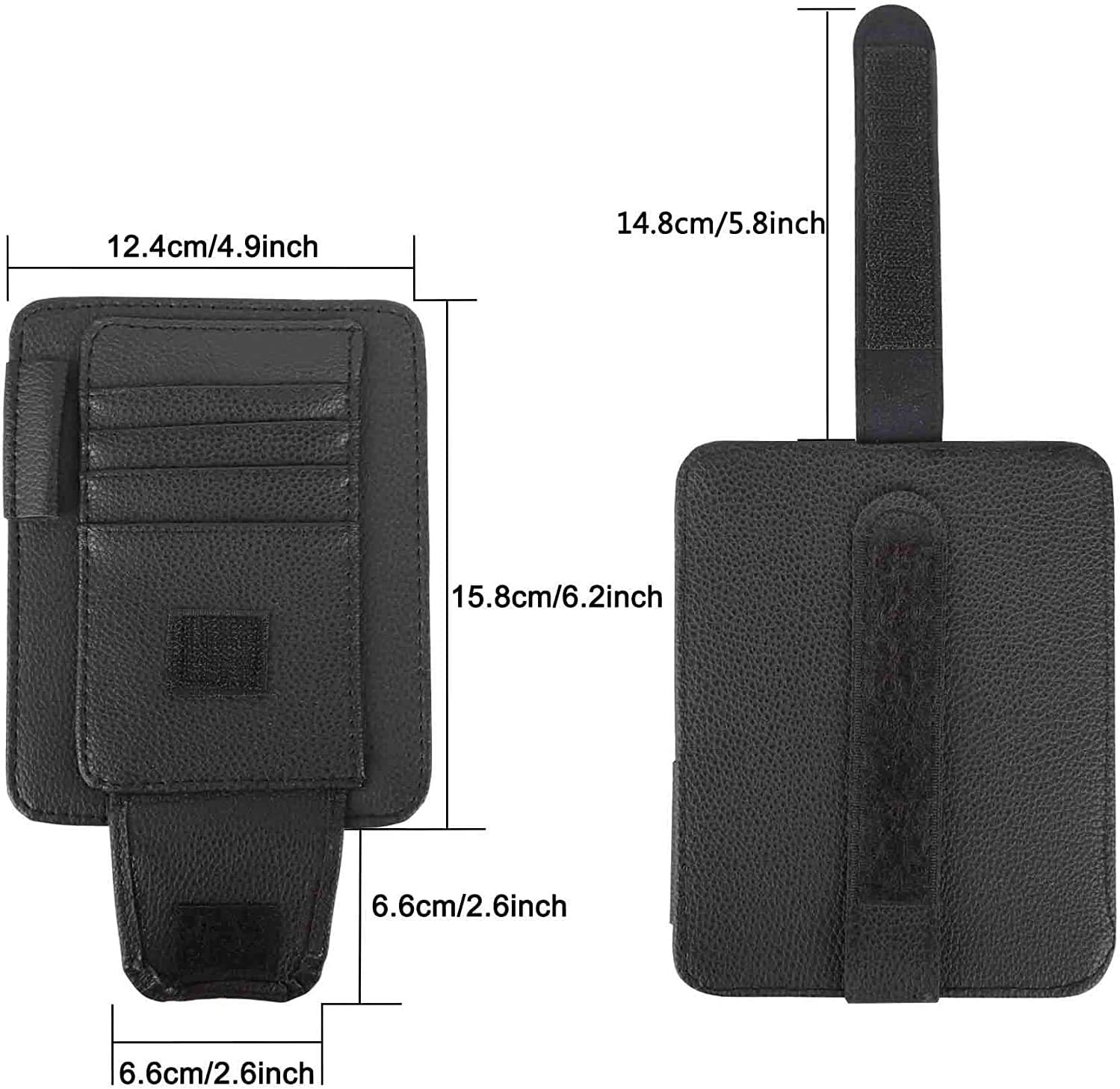 Artificial Leather Car Sun Visor Storage Glasses Organizer Bills Wallet Holder Ticket Credit Card Clips Auto-Interior Visor Accessories(Black)