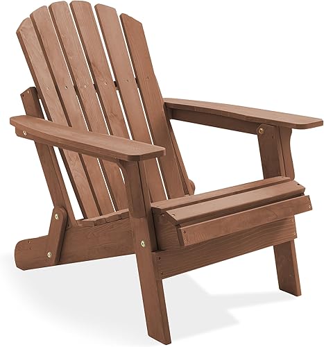 Casafield Silla Adirondack plegable de gran tamaño, sillas de madera de cedro para exteriores para patio, terraza, patio, césped y jardín,