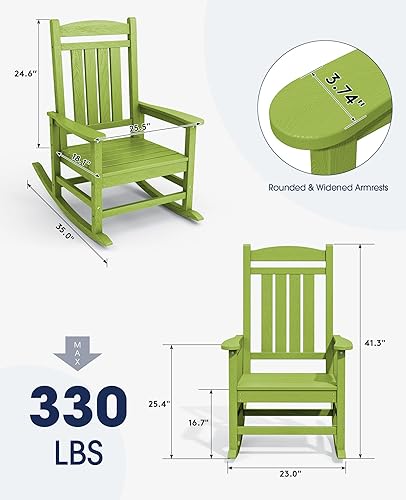Vista 60 de Kingyes Mecedoras de polietileno de alta densidad para exteriores, sillas mecedoras para patio, deck, soportan hasta 330 libras, azul Azul marino