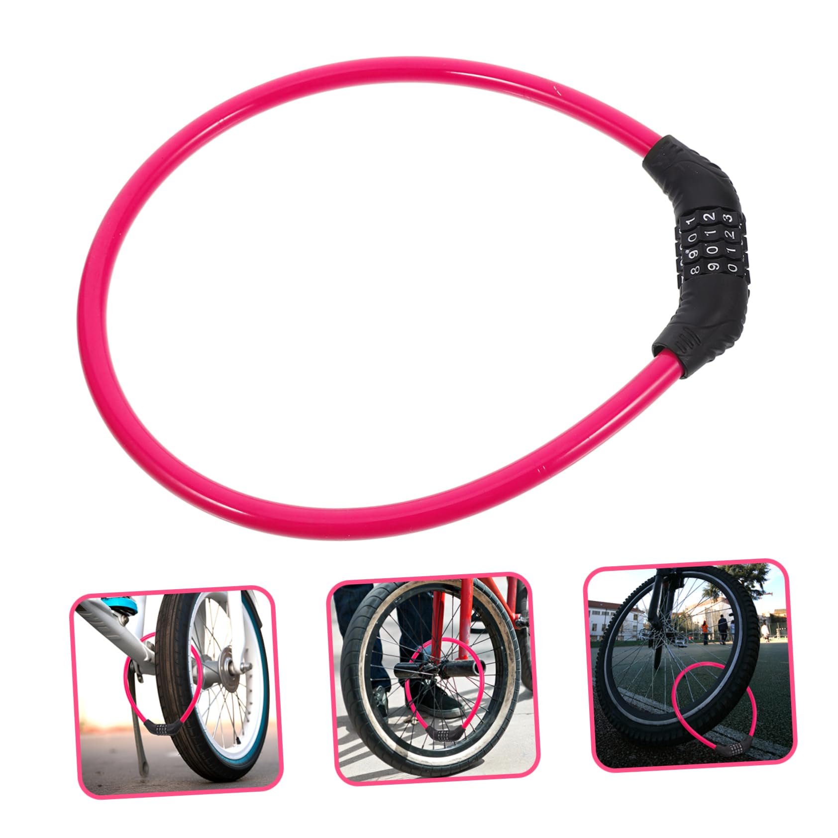 BESPORTBLE 5pezzi Catena Antifurto Per Bicicletta Con Combinazione Sicurezza Alta Per Mountain Bike e Scooter Design Portatile e Facile Da Usare Adatta Per Manubri e Telai Di Varie