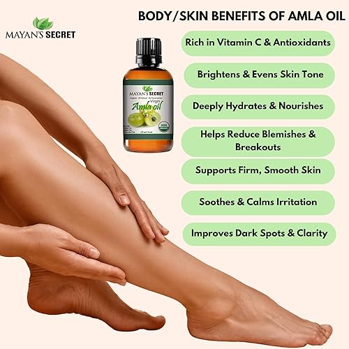 Miniatura 4 de Mayan's Secret - Aceite Amla puro de 4 oz para el crecimiento del cabello Virgen prensado en frío orgánico certificado USDA