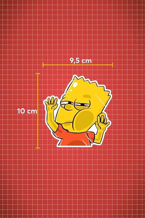 Bart Simpson Sticker Araba Laptop Oto Motor 10x9,5 cm Renkli, qa4209548345