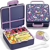 Vista 12 de Fimibuke Caja de Almuerzo Bento para Niños, Caja Bento a Prueba de Fugas para Niños Pequeños con 4 Compartimentos Libre de BPA Segura