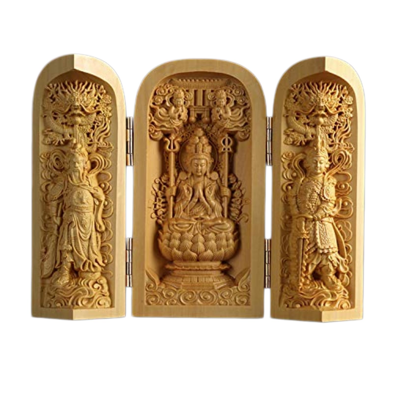 YXCQHZM Buddha Statue Solid Wood Carving Mini Sankai Buddha Fudo Myoo Mini Guardian Monument Figure Decorative Statue (A1)