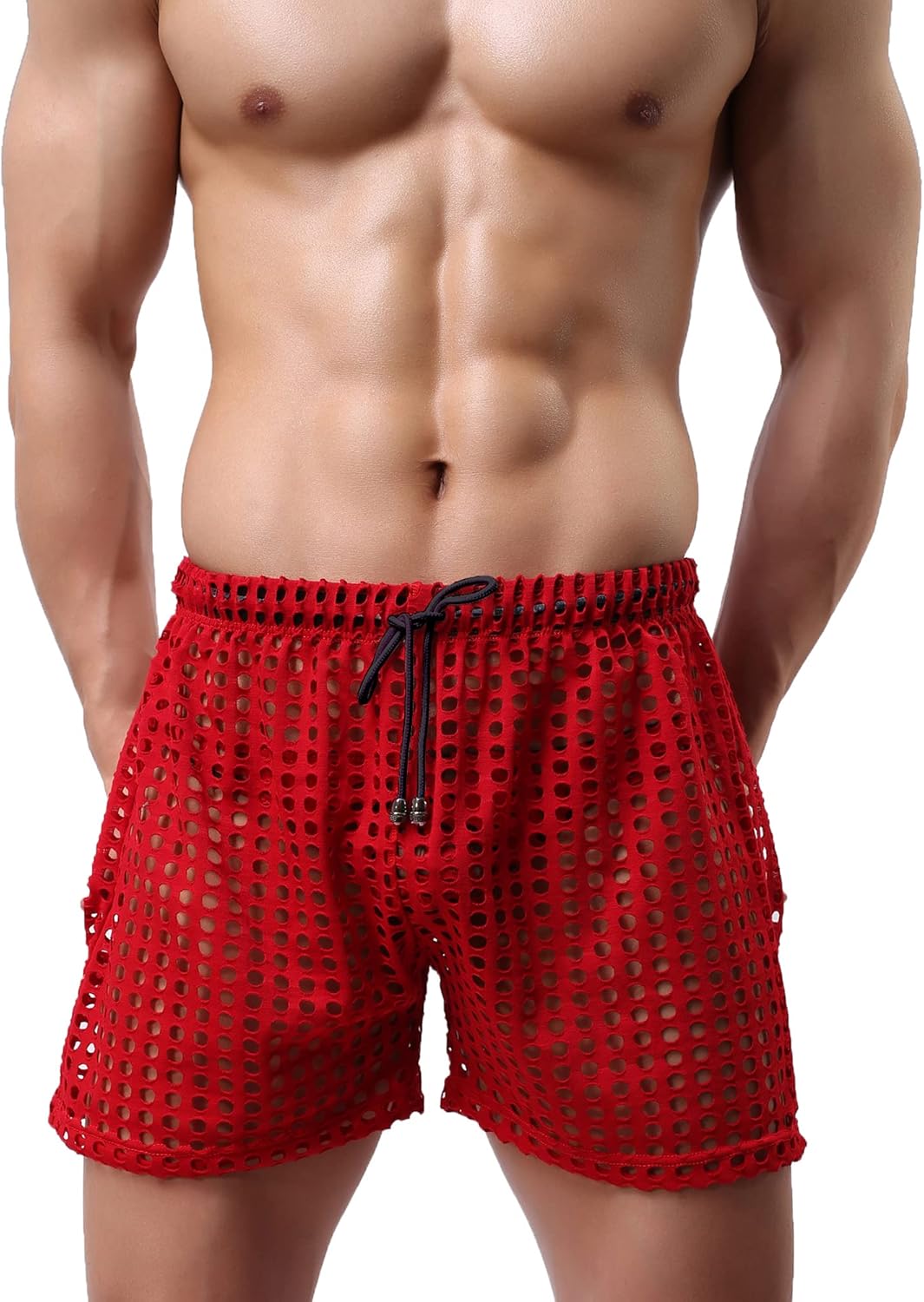 YUFEIDA Mens Hollow Openwork Drawstring Lounge Underwear Boxer Shorts Loose Bikini Trunks Multi Color - Image 2