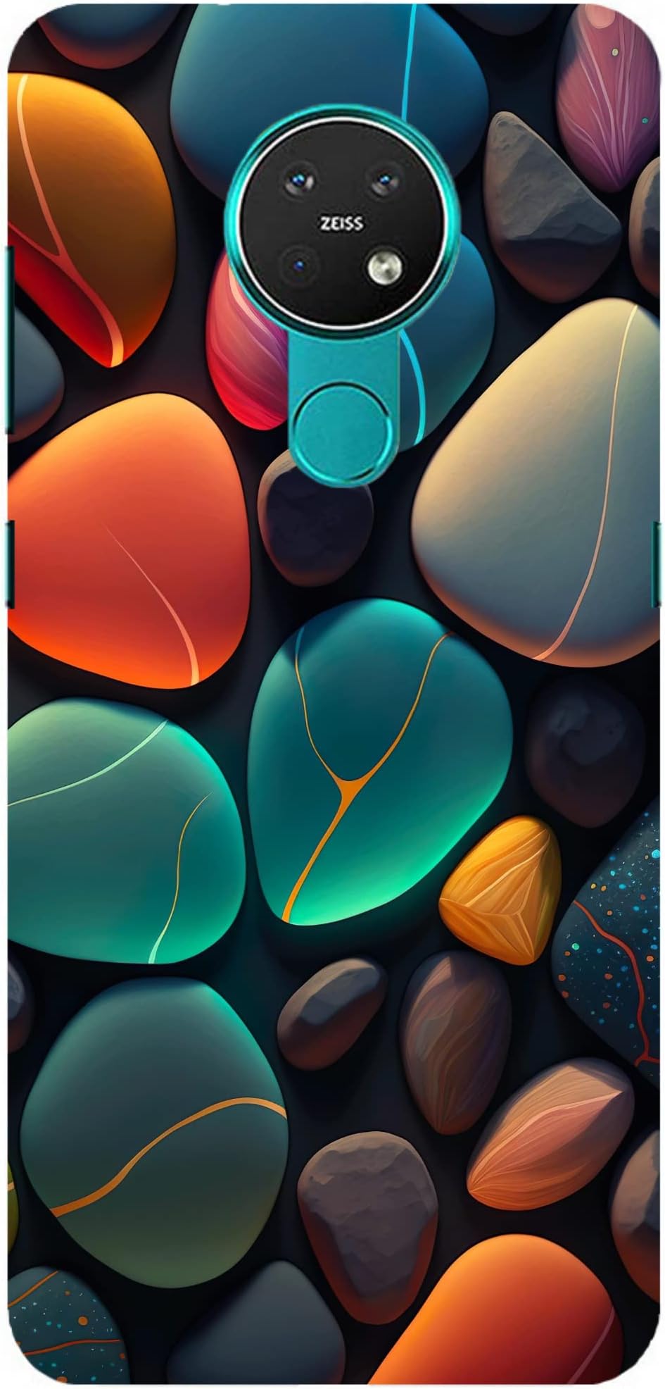 TrishArt ''Colourful Stones''-(Orange-Sky Blue) Printed Hard Mobile Back Cover & Case for Nokia 6.2 / Nokia 7.2, Desiger | Protective & Premium Cover & Case