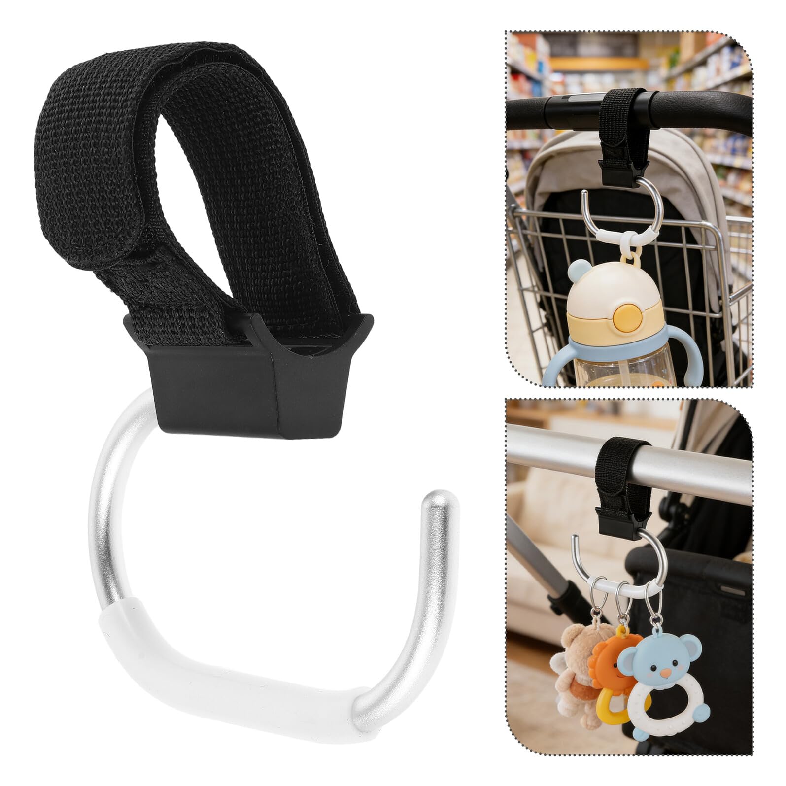 Gancho Giratorio para Cochecito 2piezas de Aleación y Plástico para Bolsas de Paseo
