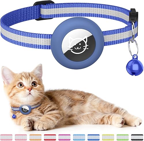1 paquete de collar para gato Airtag soporte reflectante para collar de gato con campana funda impermeable de silicona para AirTag hermoso collar de disponible en Yaxa Colombia