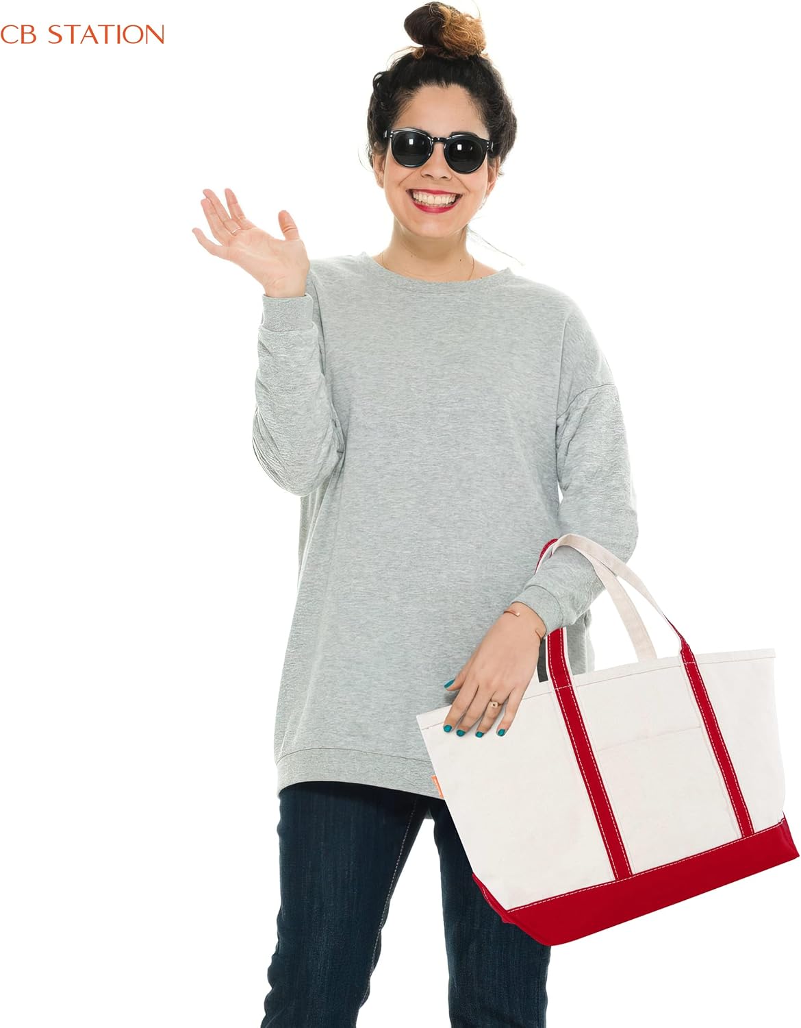 CB STATION Large Classic Tote - Canvas Tote Bag for Women - Multi-Colored Design, Perfect for Travel and Shopping - Image 2