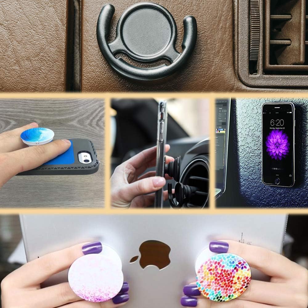 True Decor 8 Pcs 3M Socket Sticky Adhesive Pads for Socket Base, Double Sided Heavy Duty 3M Adhesive Strips for Collapsible Grip, Dashboard, Wall, Flat Magnetic Holders Replacement Pads 8 Pack.