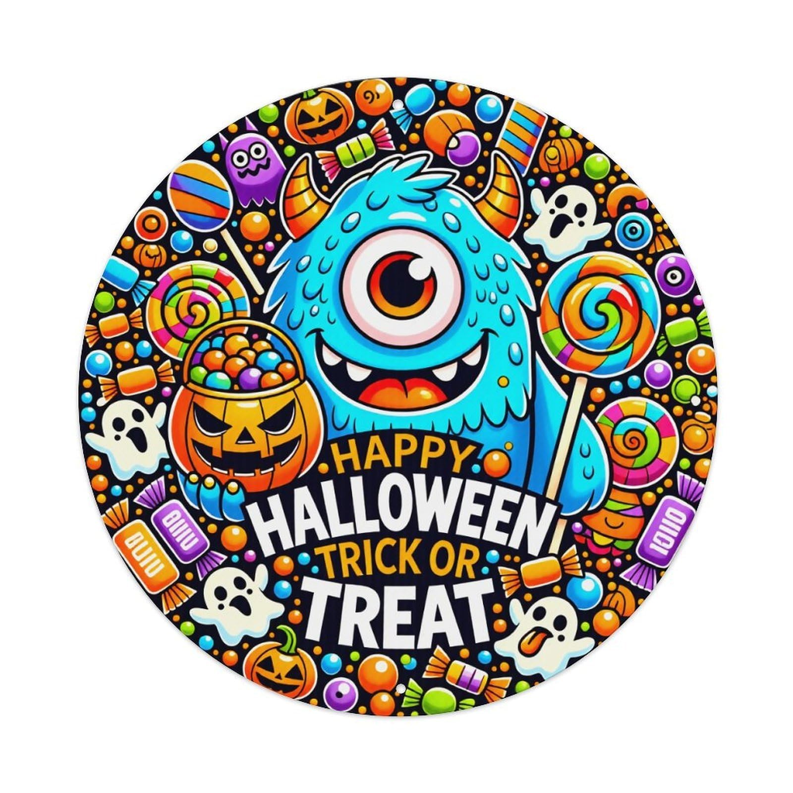 Happy Halloween Trick Or Treat Metal Tin Sign Vintage Garden Bedroom Cafe Bar Man Cave Home Wall Decor Metal Poster 8x8 inches