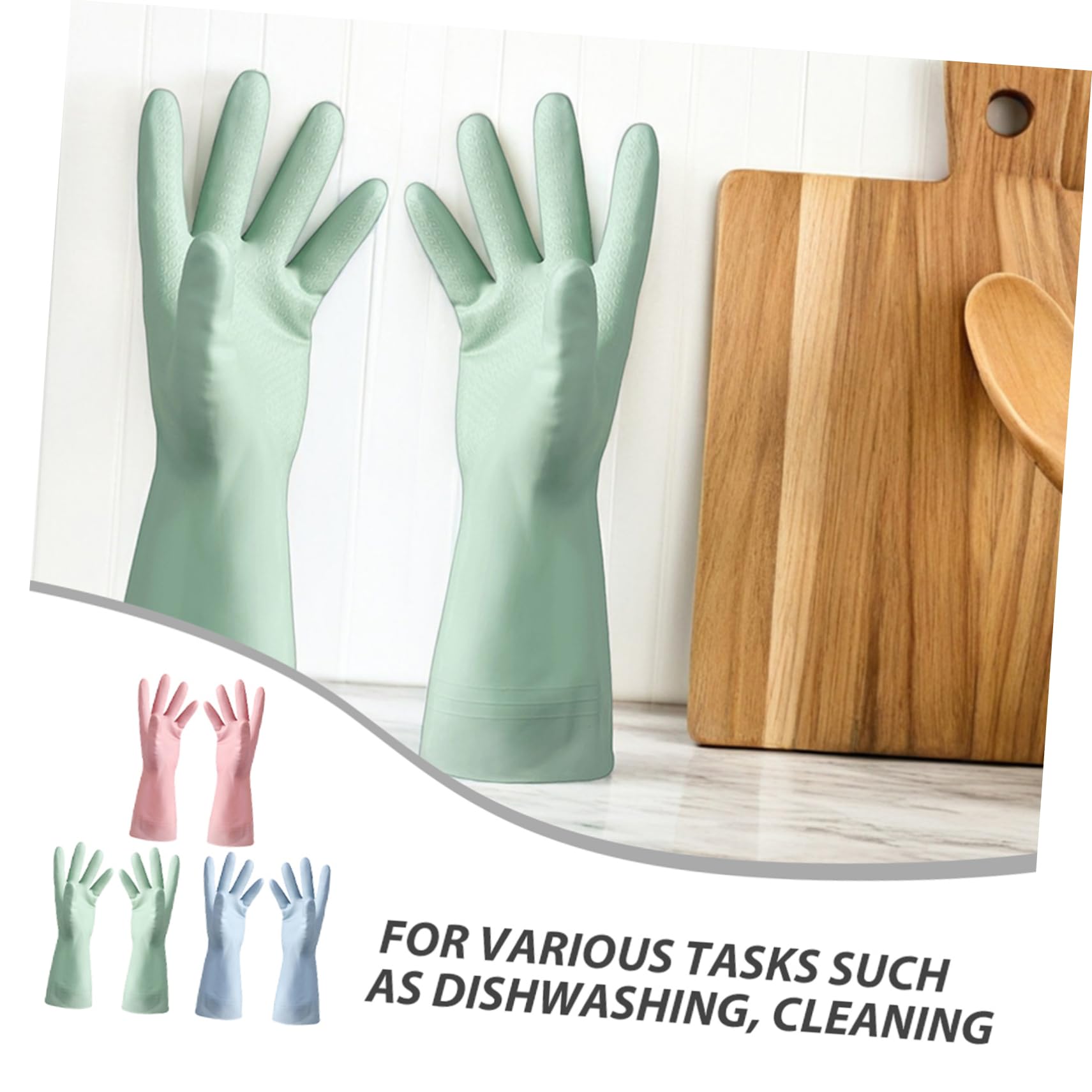 6 Paia Guanti da Cucina Antiscivolo Riutilizzabili Impermeabili per Lavaggio Piatti e Pulizie Domestiche da Colorate per Bagno Lavanderia e Lavori Vari