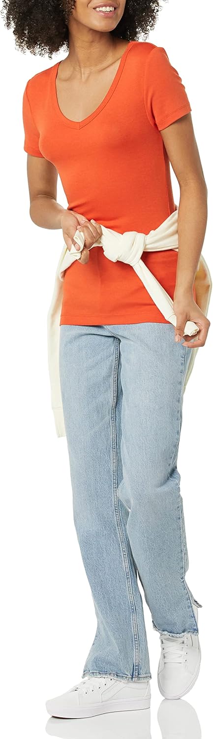 Amazon Essentials Women's Slim-Fit Short-Sleeve V-Neck T-Shirt - Image 5