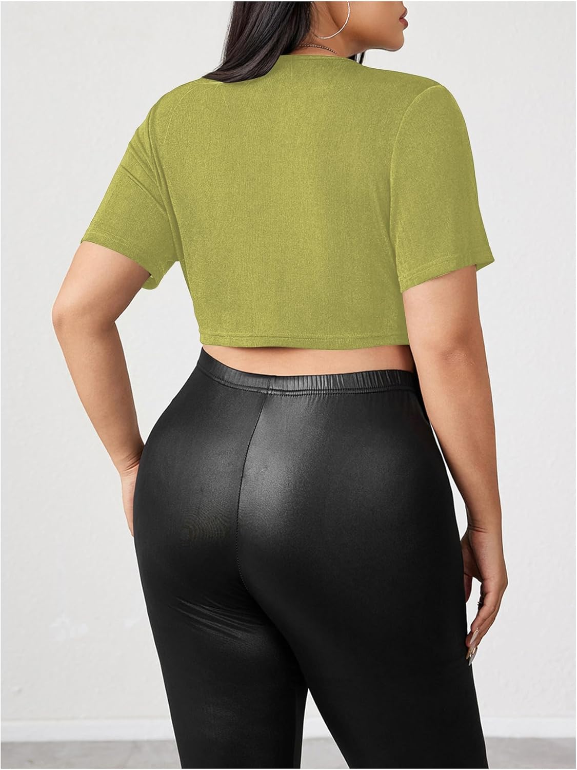 SOLY HUX Women's Plus Size Cowl Neck T Shirt Metal Decor Short Sleeve Going Out Tops - Image 2