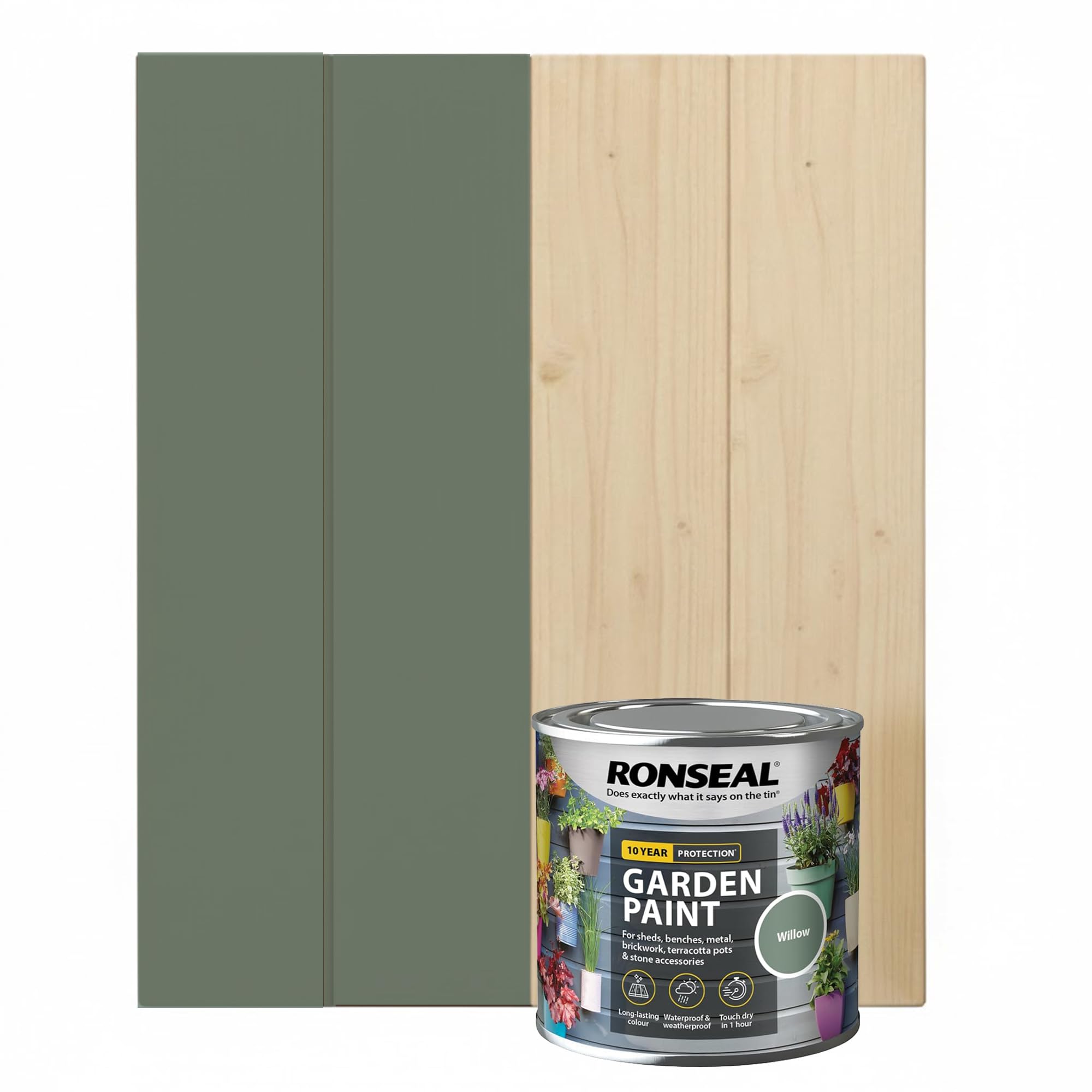 DUAYRA 2.5 L Garden Paint, Water Based Exterior Paint, UV Damage Mid Sheen Weather Resistant Paints For Pots, Bricks, Metal, Fast Drying Fence Paints, Resists Cracking (Willow, 2.5 L)
