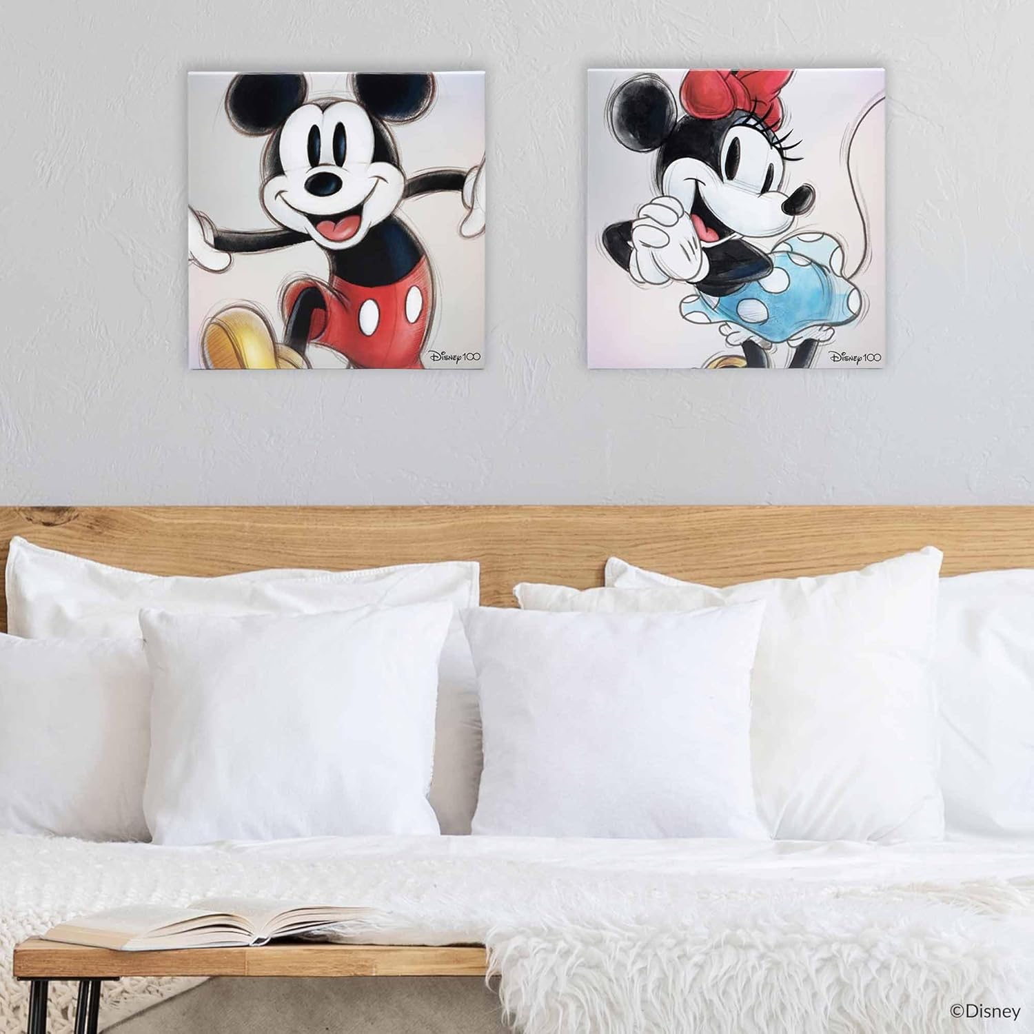 Open Road Brands Disney Minnie Mouse Sketch Gallery Wrapped Canvas Wall Decor - Classic Minnie Mouse Wall Art for Home