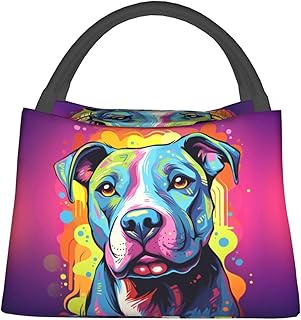 Colorful Pitbull Lunch Bag for Women, Girls, Kids, Reusable Insulated Lunch Box for Work, Office, Picnic, Travel, School, Gifts