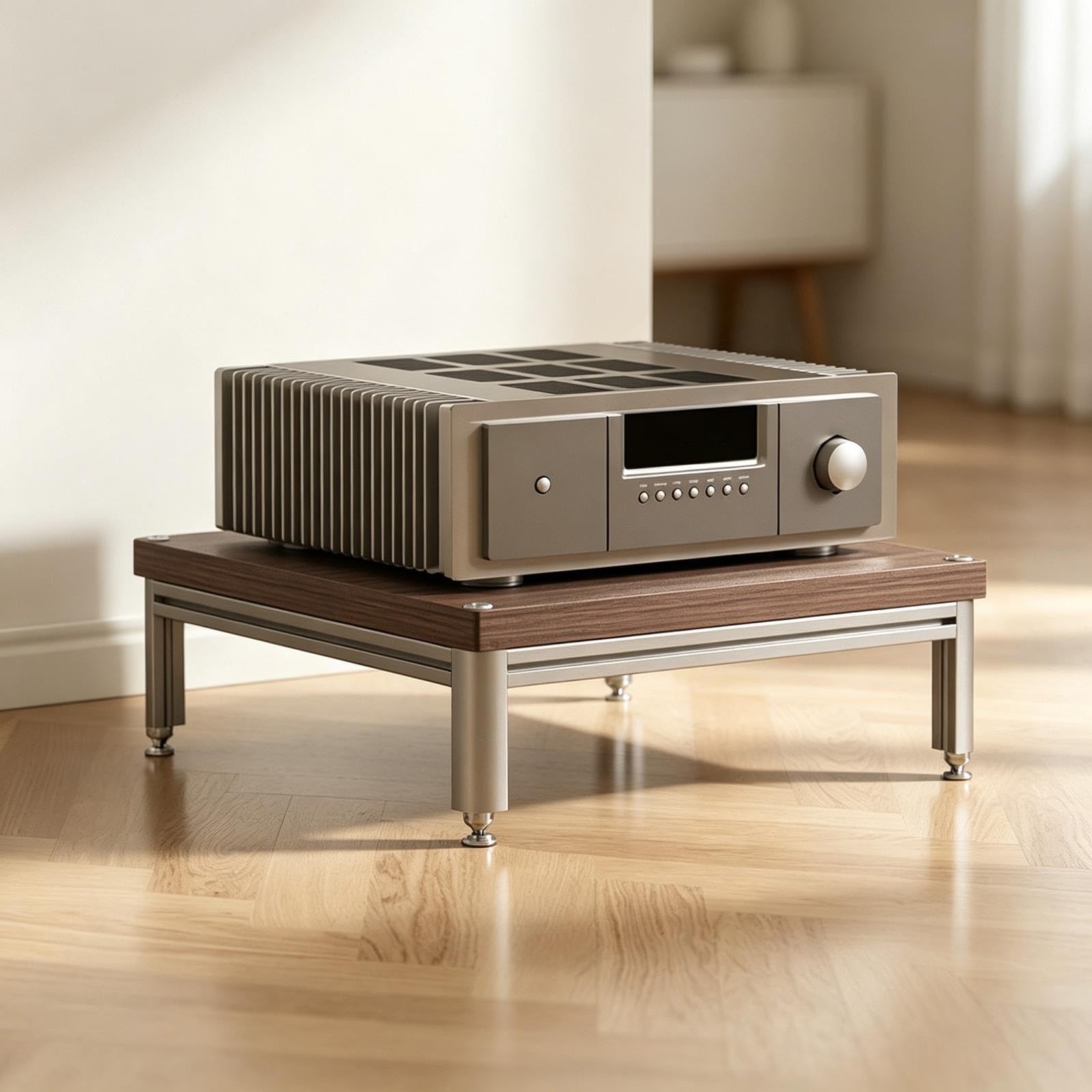 Stapelbares 1-Tier HiFi Rack, Audio Rack, 18 mm Holzablage